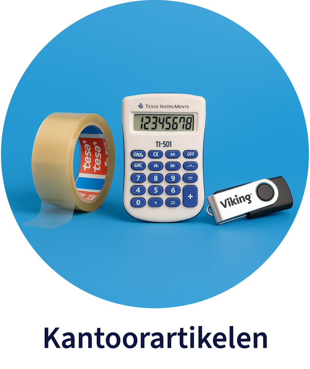 Kantoorartikelen bestellen, zoals USB-stick, calculator en tape