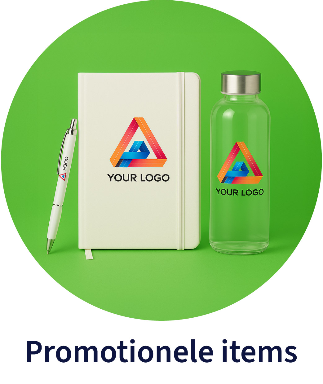 Promotionele items bedrukken zoals notitieboek, fles en pen